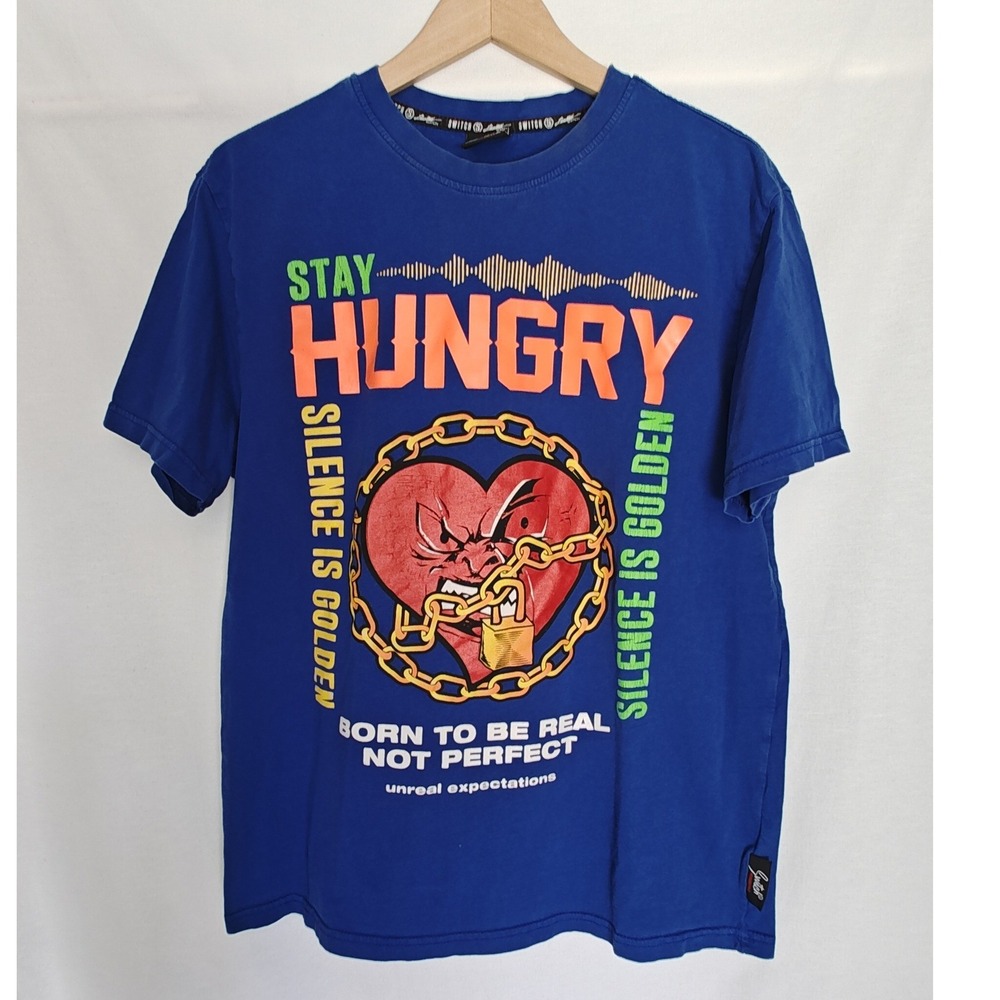 Switch Remarkable Shirt Tee XL Blue Stay Hungry Silence Is Golden Graphic Tee